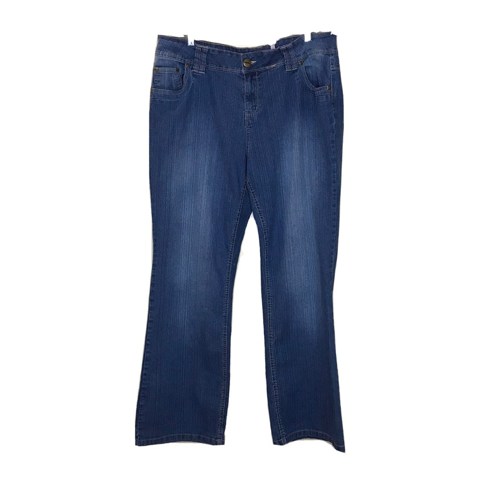 YesYes Womens‎  Bootcut Jeans Size 18 Stretch Medium Wash 5 Pocket Logo Casual